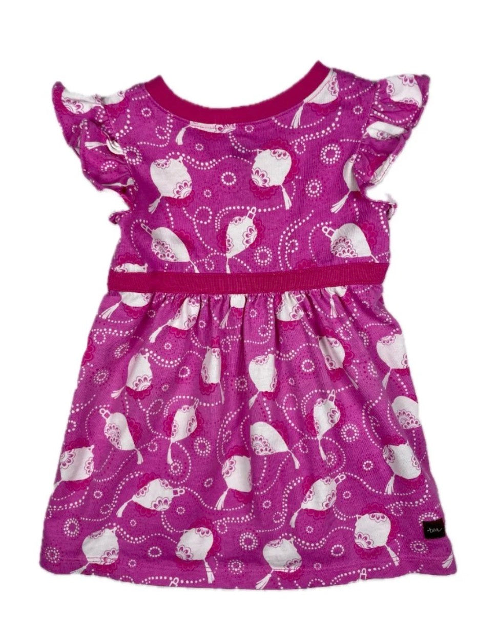 Tea Collection Pink Lantern Print Wrap-Neck Flutter Sleeve Dress 6-9 Months