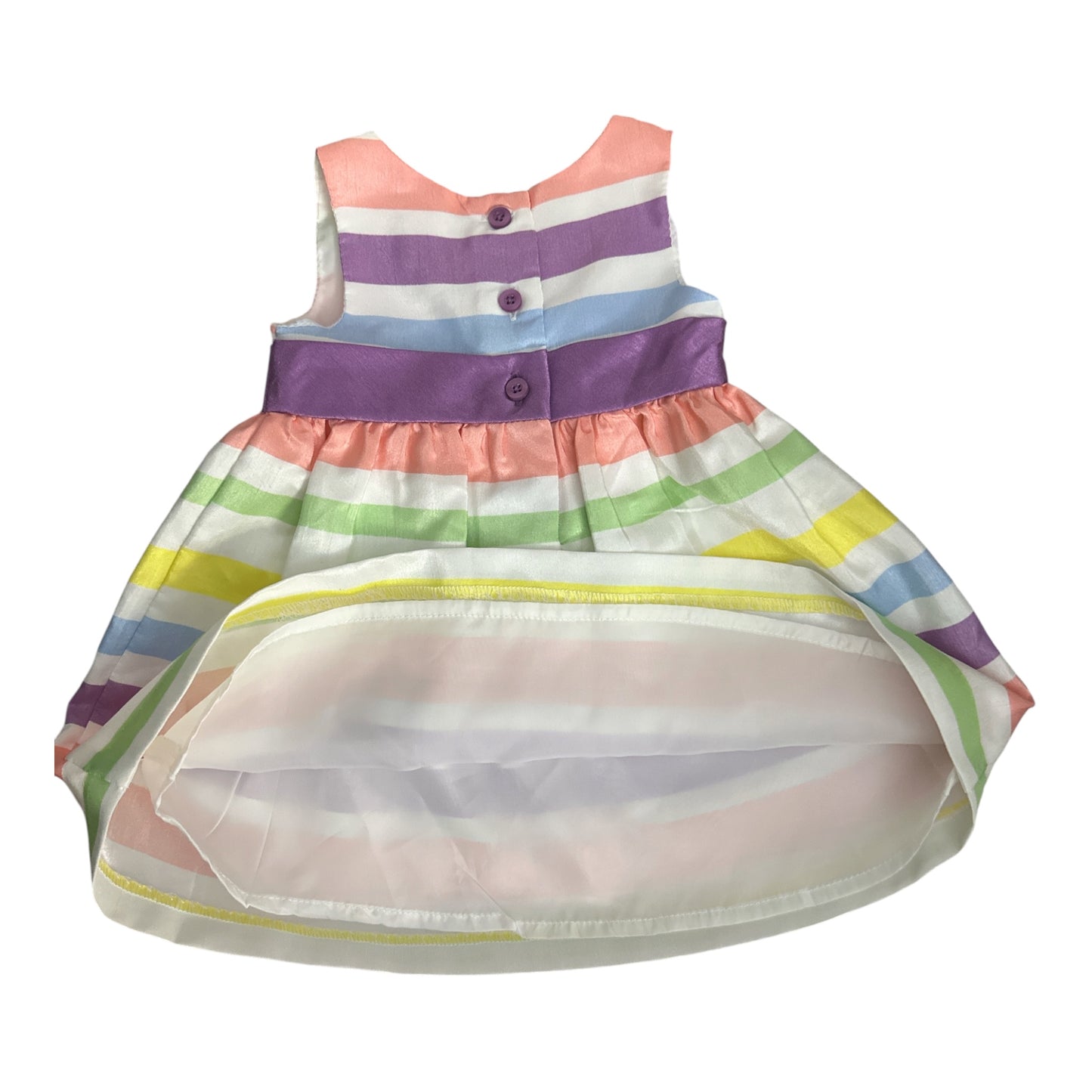 Gymboree Pastel Rainbow Striped Dress with Purple Sash Bow – 0-3 Months