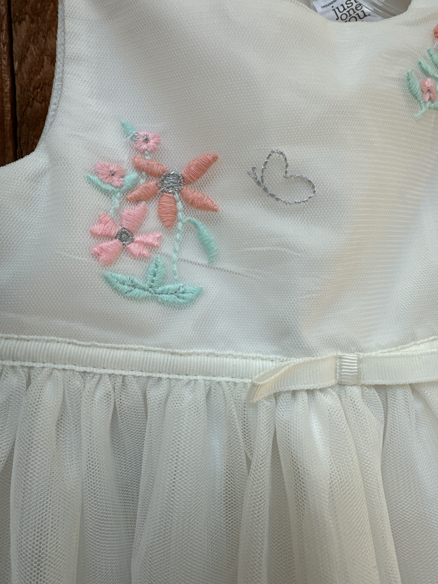Just One You by Carter's White Floral Embroidered Tulle Dress 12 mo