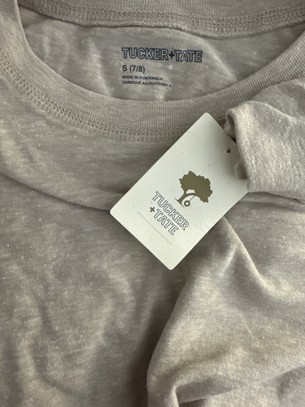 Tate Boys Oatmeal Long Sleeve Shirt S 7/8