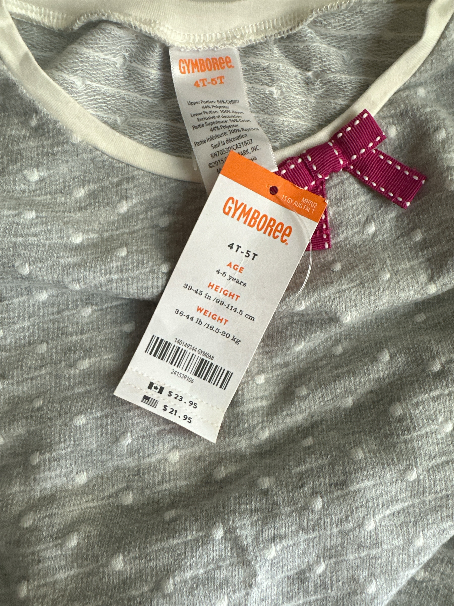 Gymboree Long Sleeve Ruffle Hem Top with Bow 4T-5T