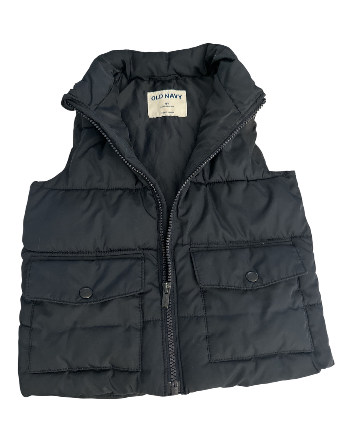 Old Navy Toddler Quilted Utility Puffer Vest - Black (Size 4T)