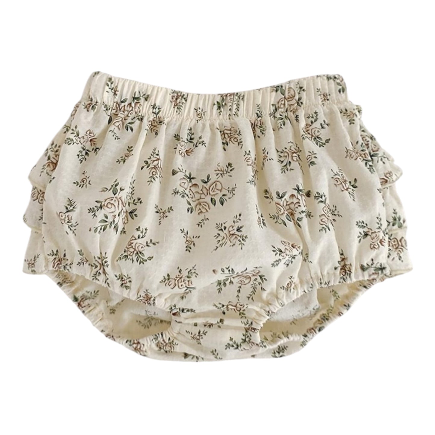 Ivory Floral Ruffle Baby Boutique Set & Bow Headband 3–6M