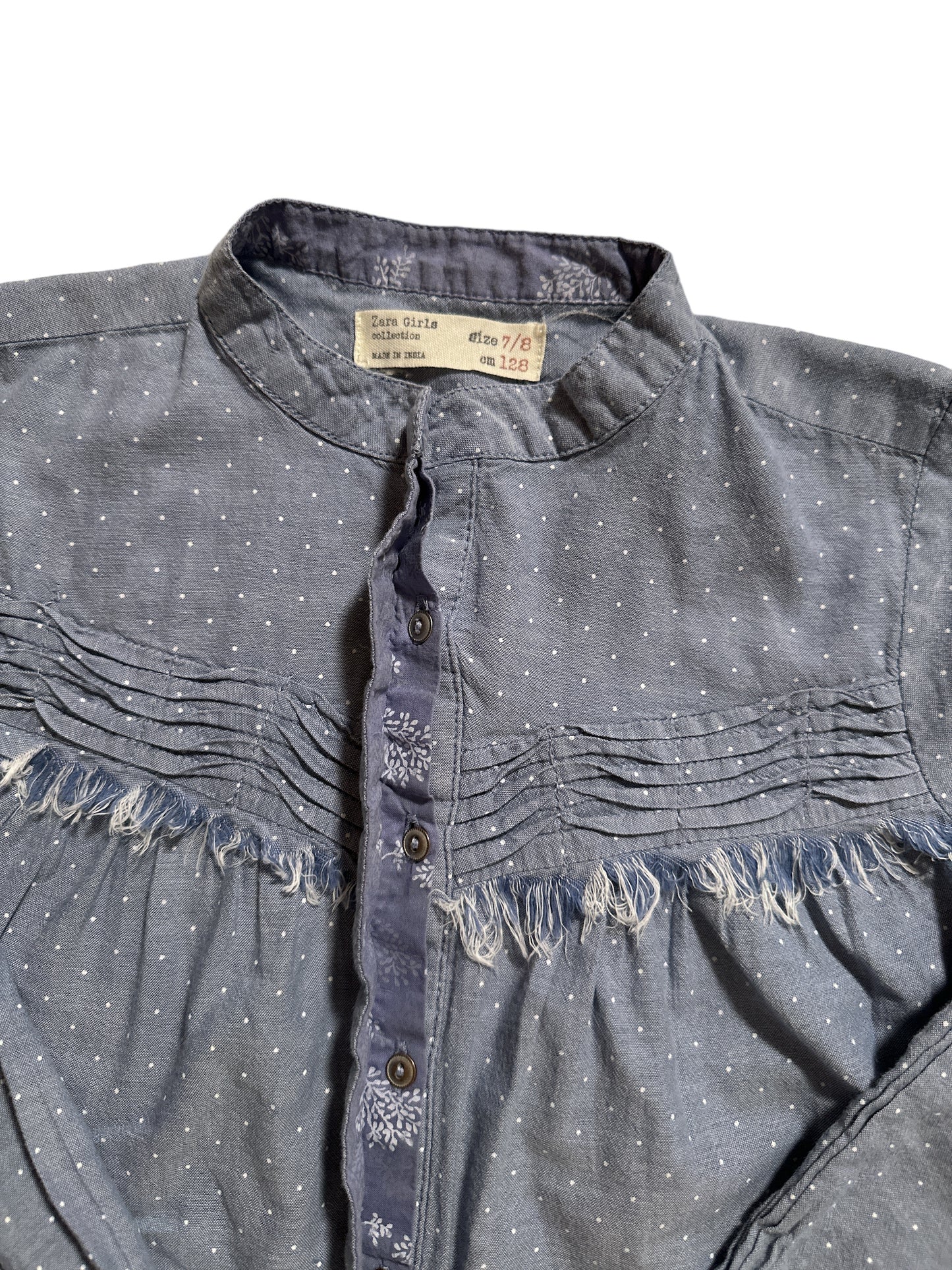 Zara Long Sleeve Cotton Top Sz 7/8