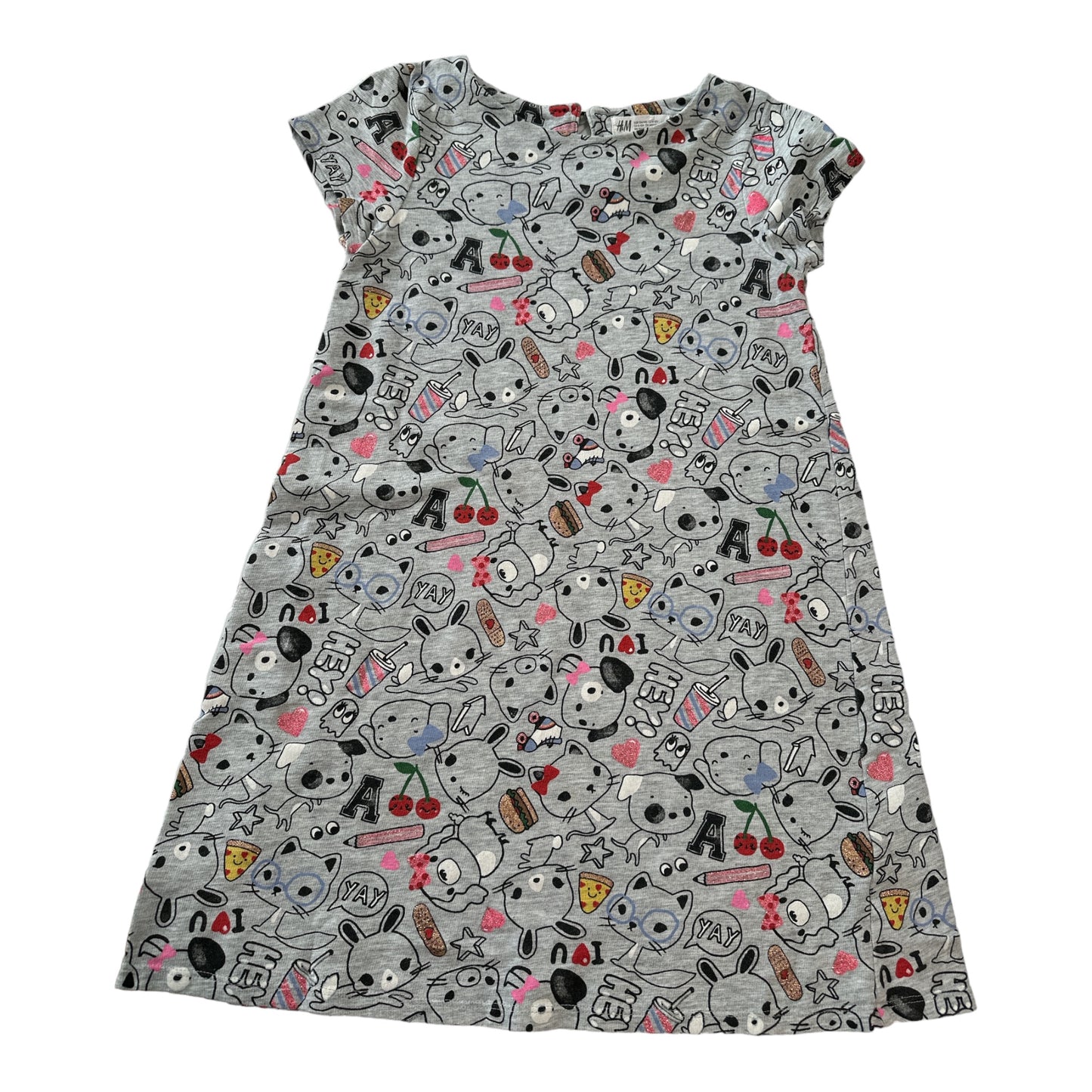 H & M Puppy Print Dress Sz 8-10