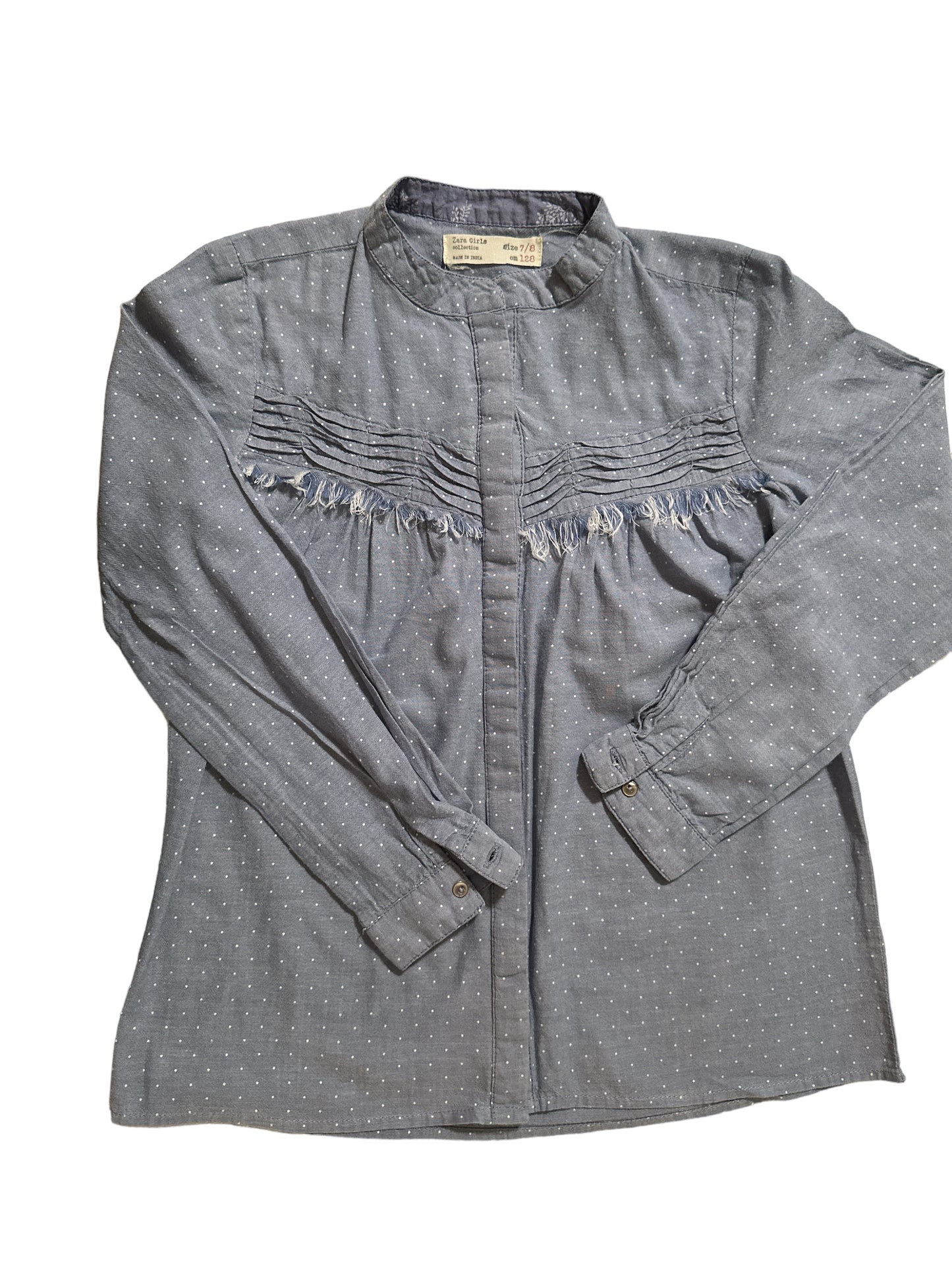 Zara Long Sleeve Cotton Top Sz 7/8