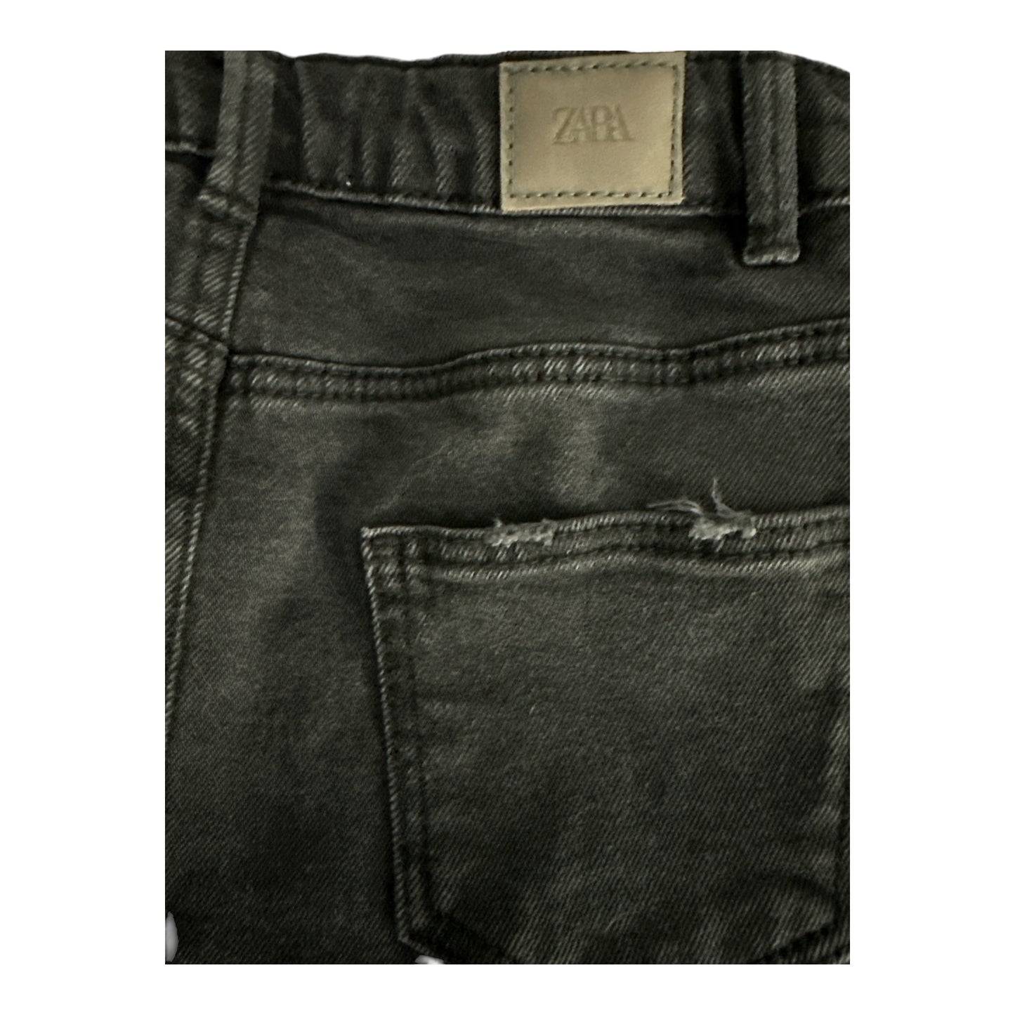 Zara Girls Black Denim Mini Skirt Frayed Raw Hem Jean Skirt Size 7 girls
