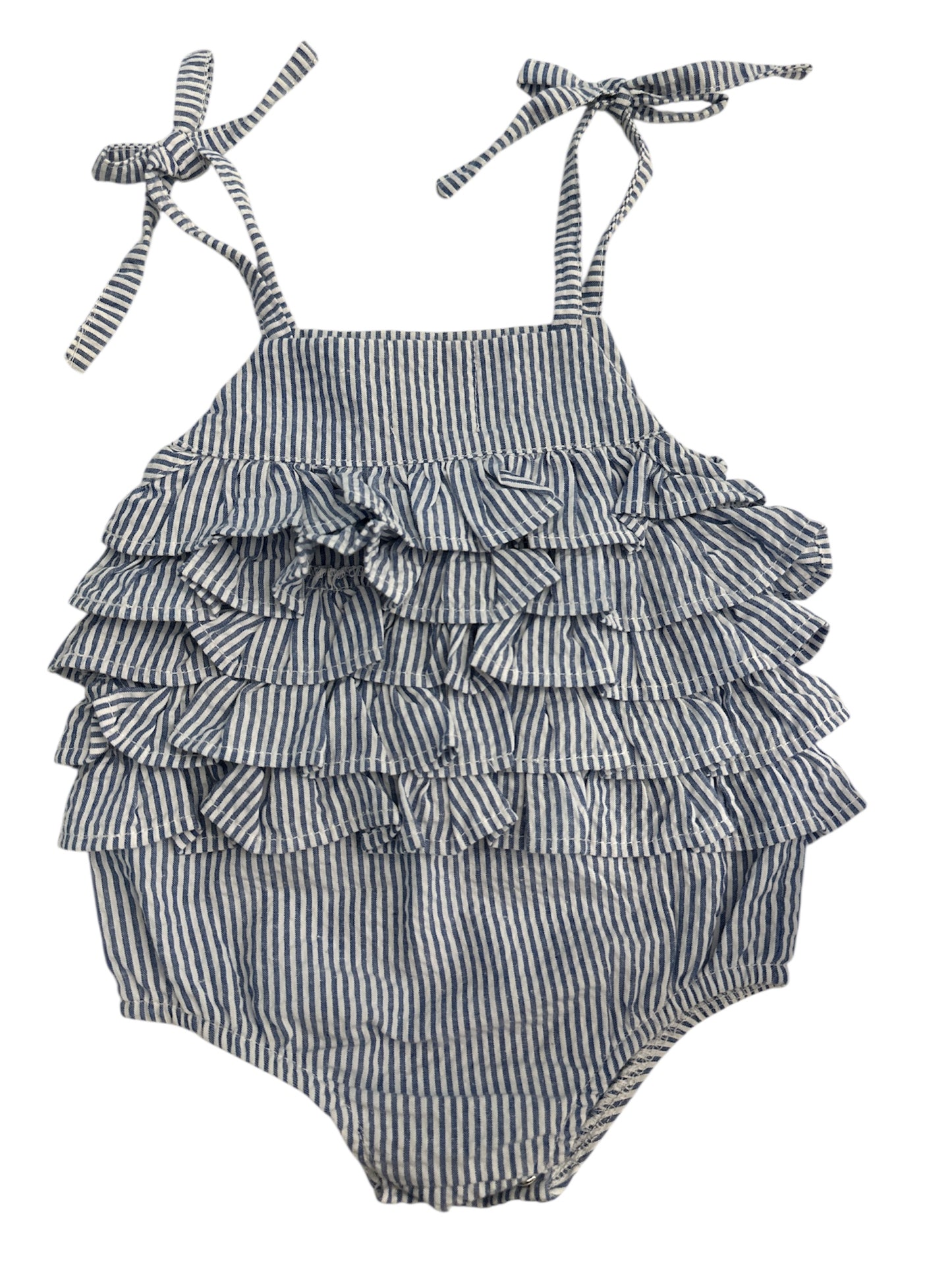 Mud Pie Seersucker Ruffled Romper 0-6 m