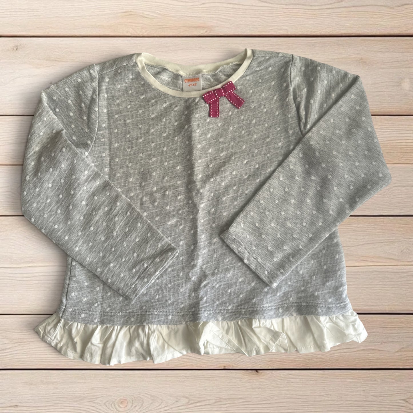 Gymboree Long Sleeve Ruffle Hem Top with Bow 4T-5T