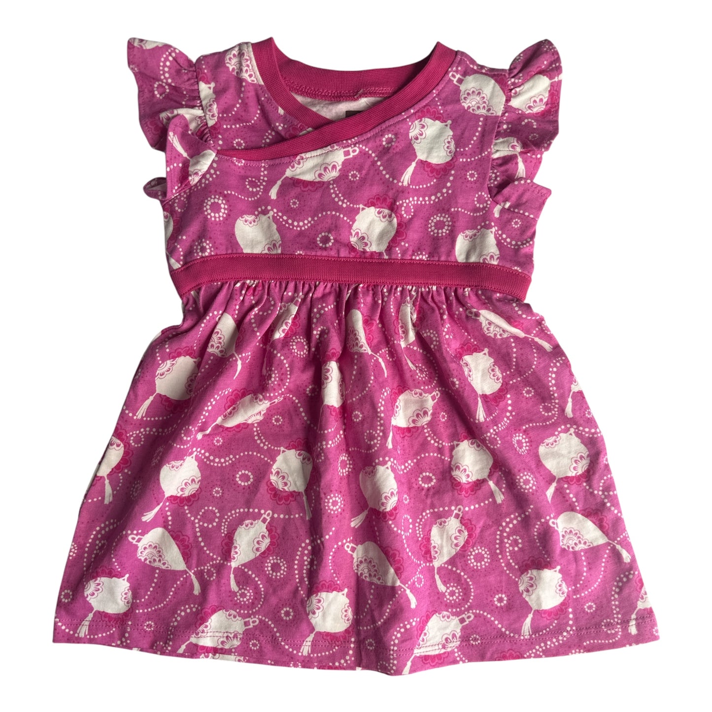 Tea Collection Pink Lantern Print Wrap-Neck Flutter Sleeve Dress 6-9 Months