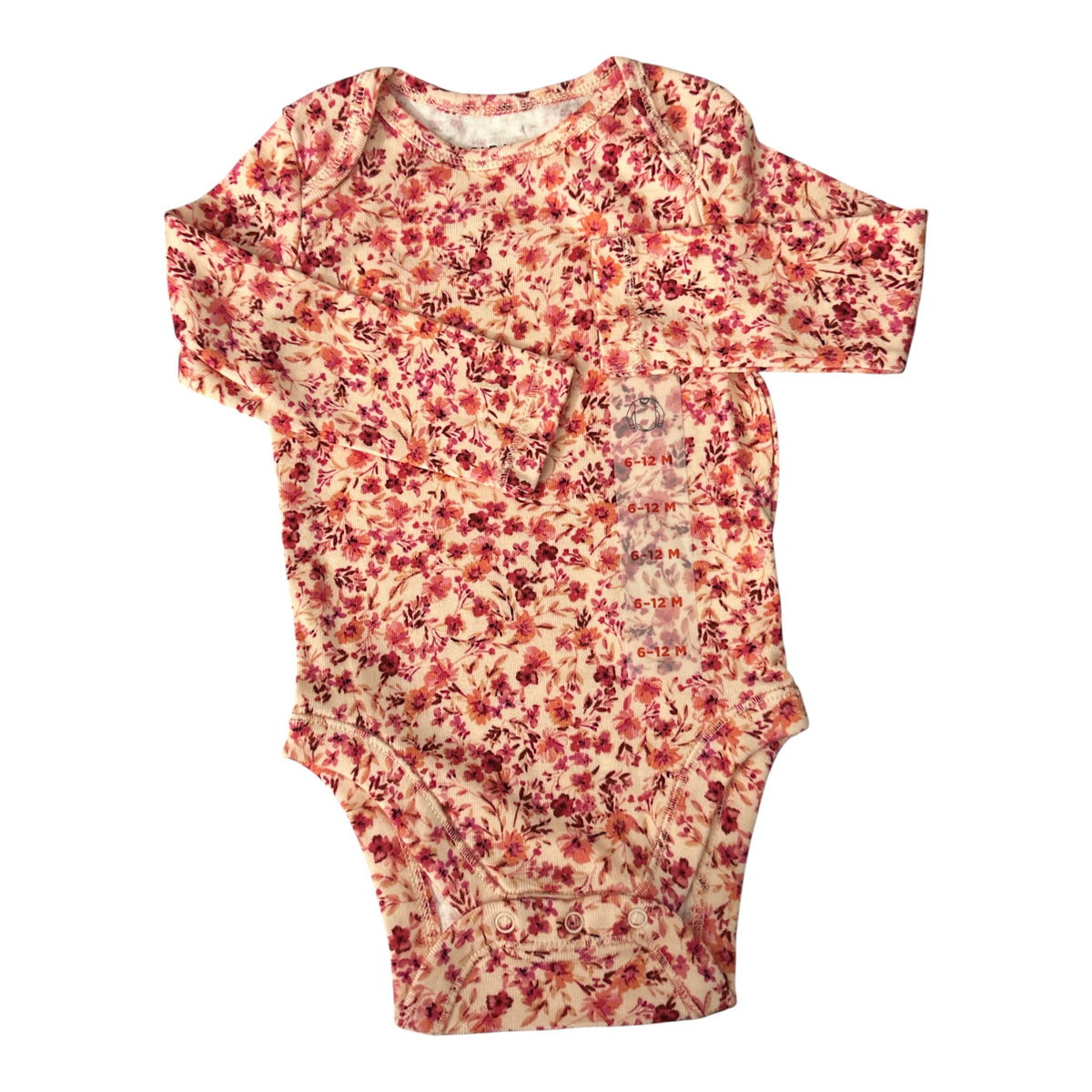 Old Navy Baby Girl Burgundy & Pink Floral Bodysuits Set 6-12mo.