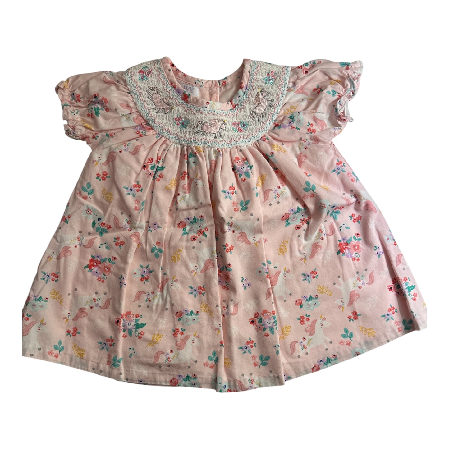 Iris & Ivy Smocked Unicorn Floral Dress