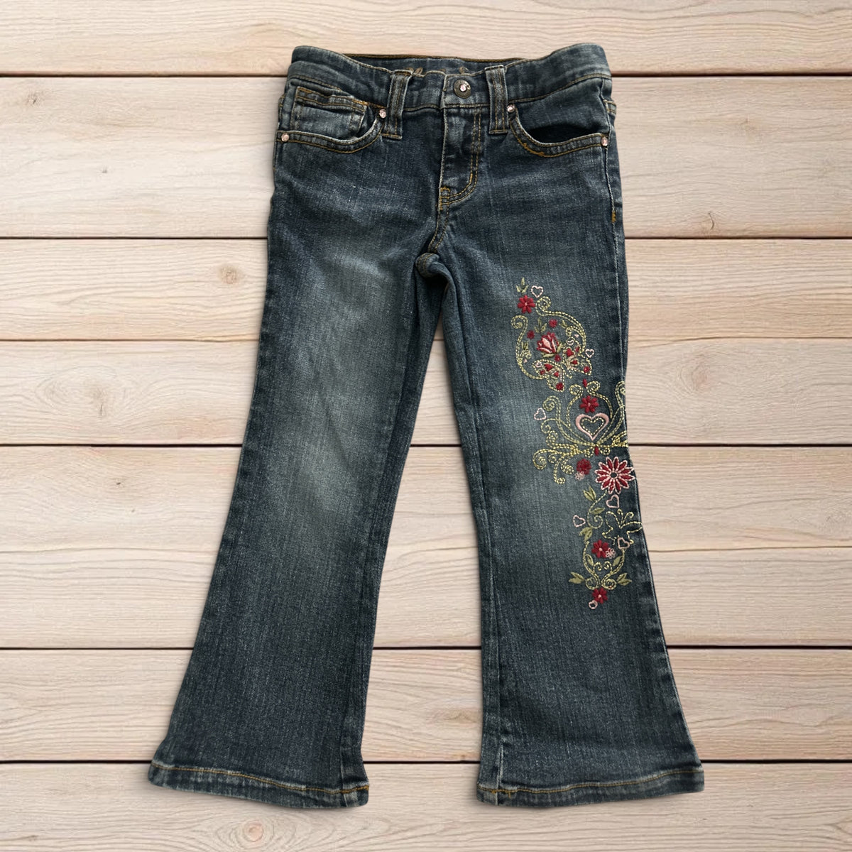Blue Spice Girls Embroidered Bootcut Jeans - Kids Size 4