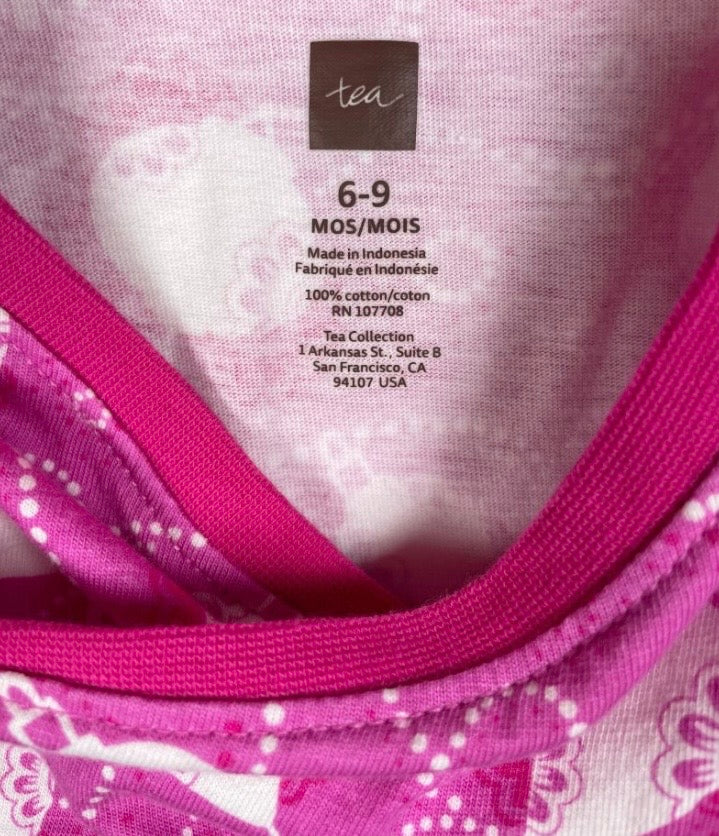 Tea Collection Pink Lantern Print Wrap-Neck Flutter Sleeve Dress 6-9 Months