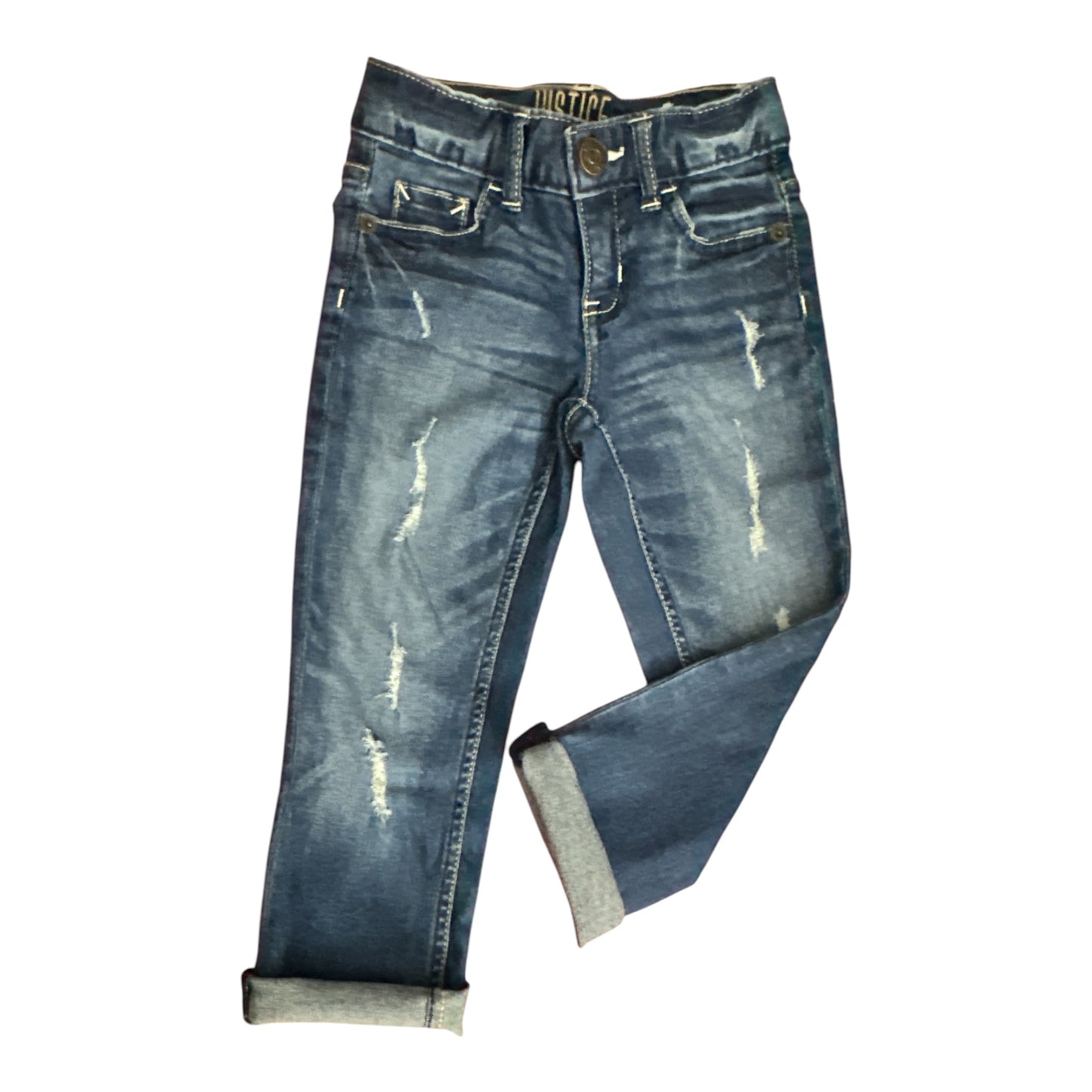 Justice Girls Size 7 Slim Distressed Ankle Straight Jeans