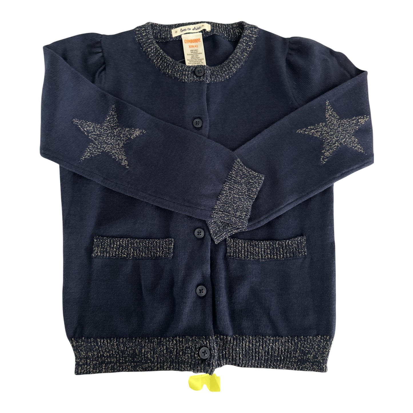 Gymboree Girls Navy Blue Sparkle Cardigan with Star Elbow Patches Size XS (4)