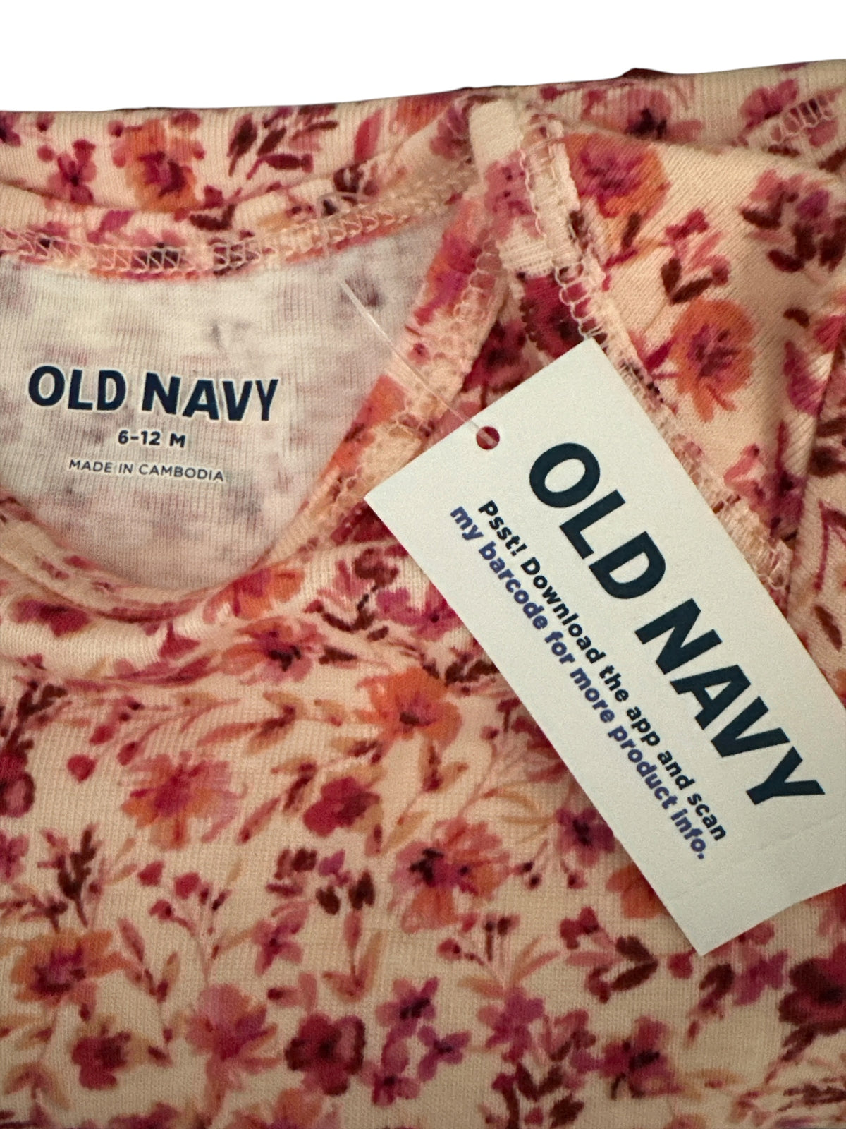 Old Navy Baby Girl Burgundy & Pink Floral Bodysuits Set 6-12mo.