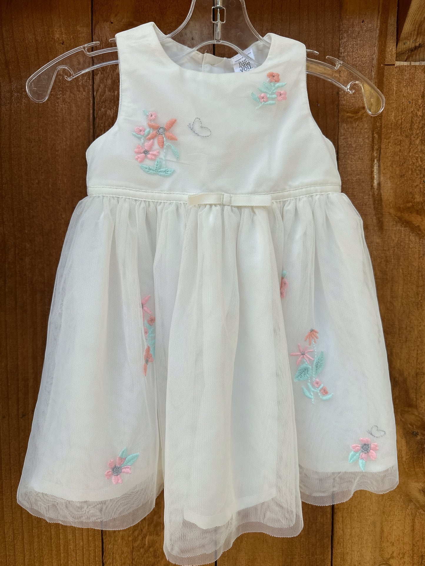 Just One You by Carter's White Floral Embroidered Tulle Dress 12 mo