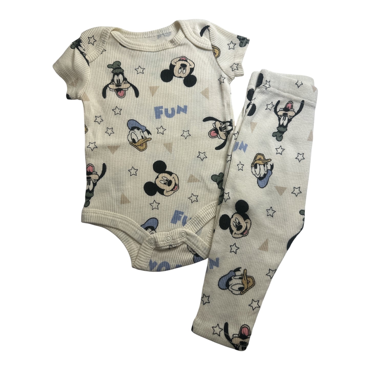 Mickey Mouse & Friends Ribbed Bodysuit and Pants Set - Size 0-3 Months