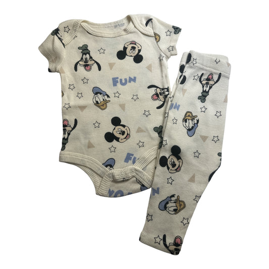 Mickey Mouse & Friends Ribbed Bodysuit and Pants Set - Size 0-3 Months