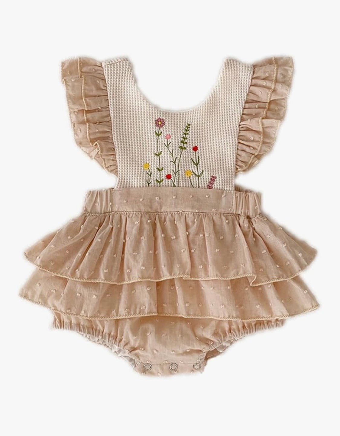 Embroidered Ruffled Romper