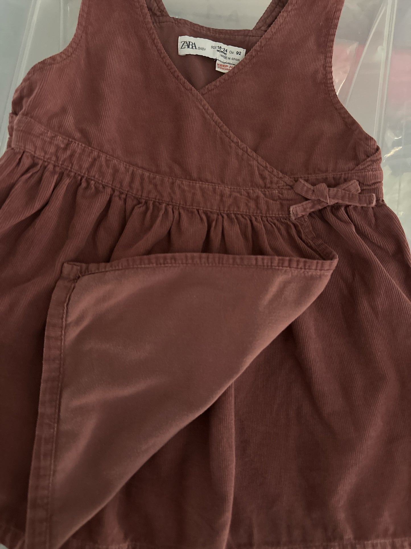 Zara Baby Girls Corduroy Wrap Pinafore Dress Size 18-24