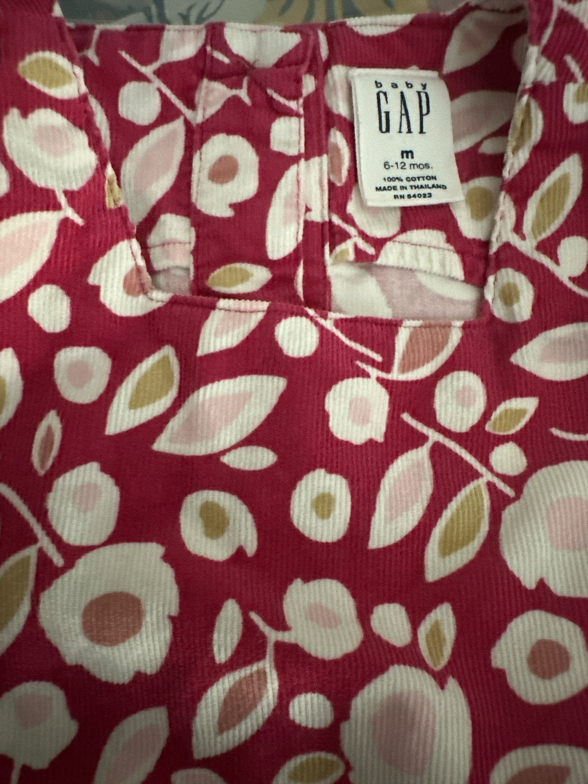 Vintage 2002 GAP Baby Floral Corduroy Jumper Dress 6–12M