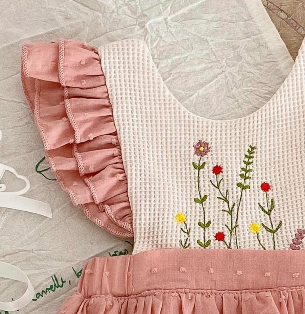 Embroidered Ruffled Romper