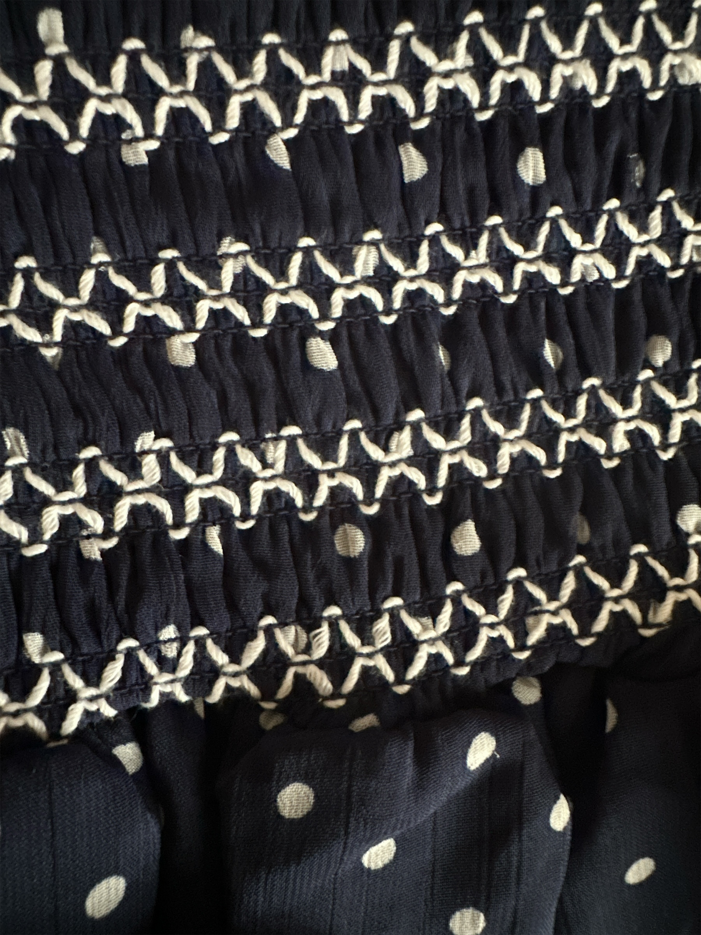 Epic Threads Girls Navy & White Polka Dot Smocked Blouse