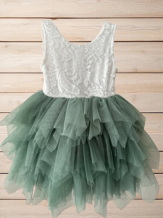 Boho Lace & Tiered Tulle Infant Dress 12-18mo.