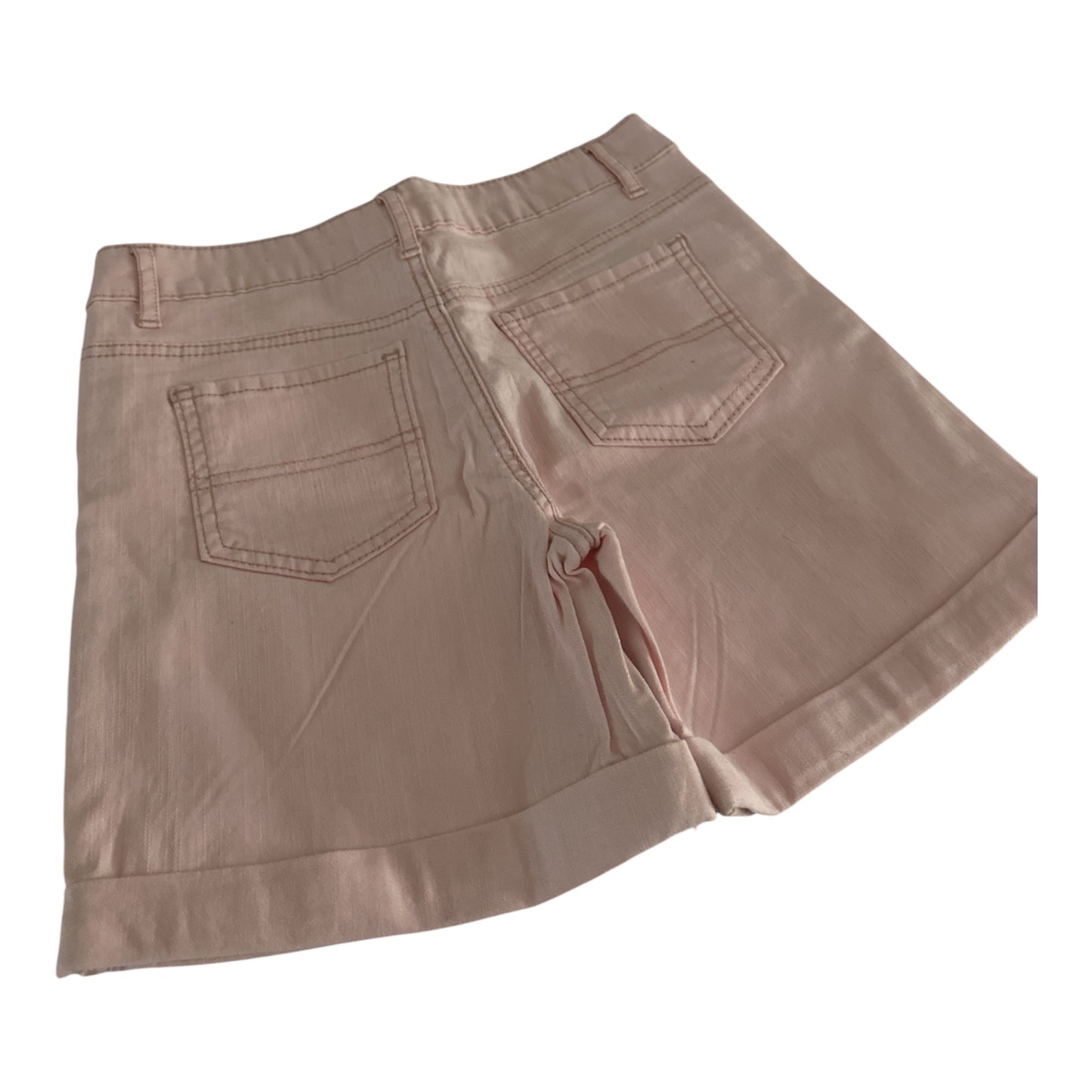 Epic Threads Girls Distressed Denim Rolled Cuff Midi Shorts – Blush Pink (Size 12)
