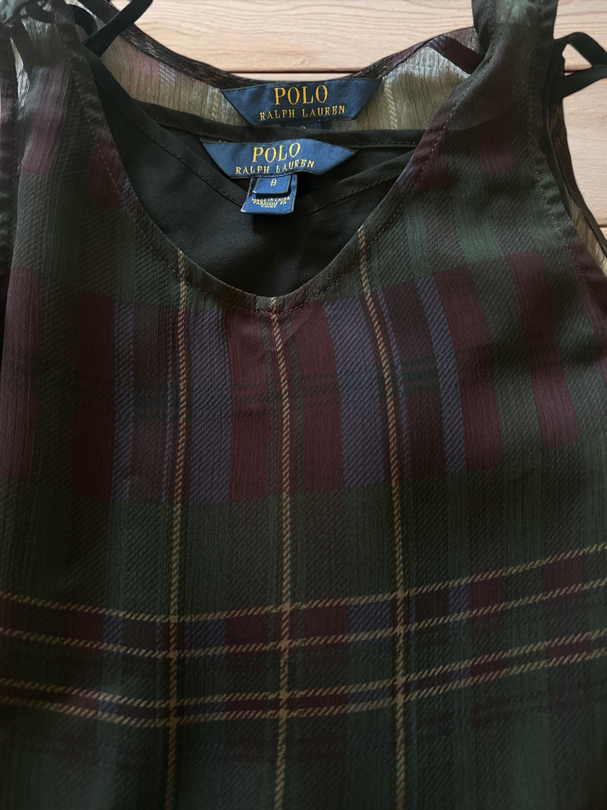 Polo Ralph Lauren Girls Plaid Chiffon Tanija Dress Size 8 Tartan