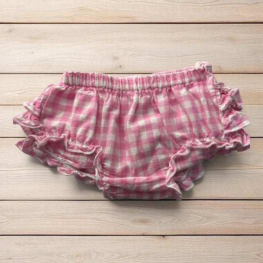 Mud Pie Pink Gingham Ruffled Bloomers 12-18 mo.