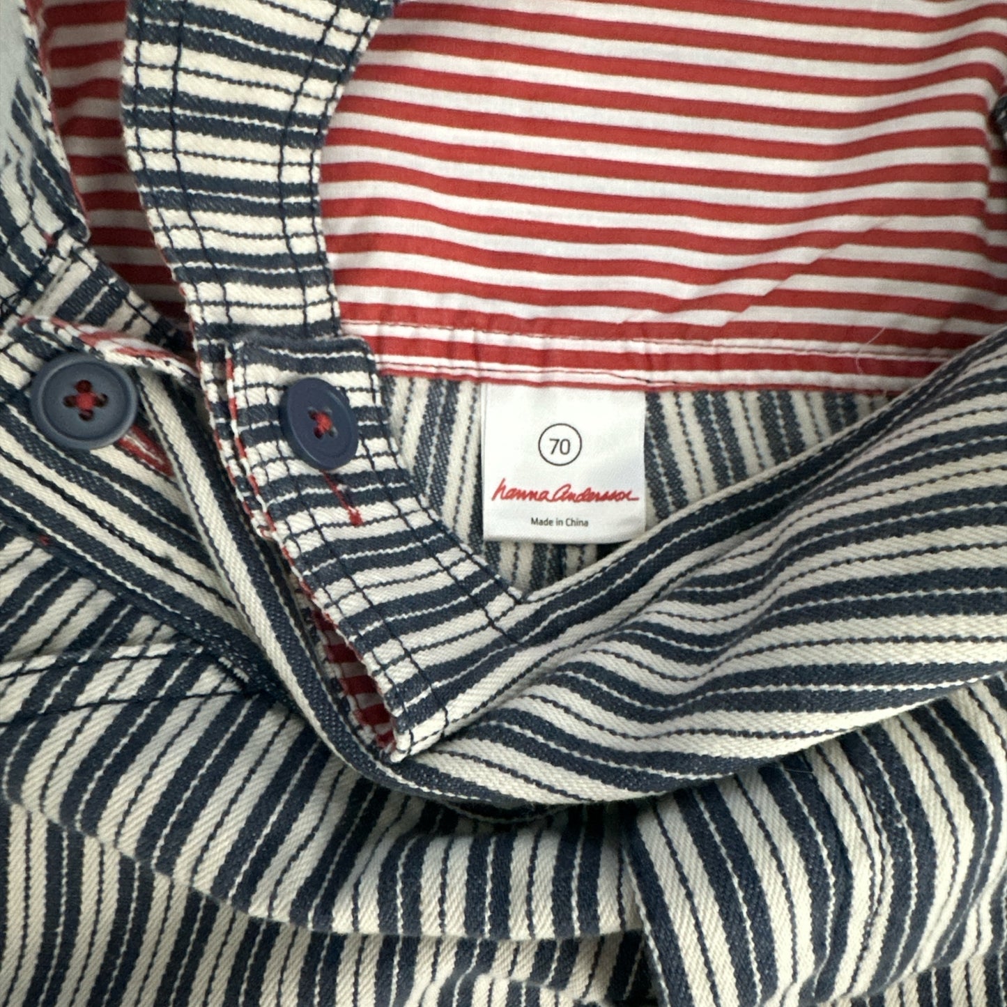 Hanna Andersson Striped Short Overalls 6-12mo