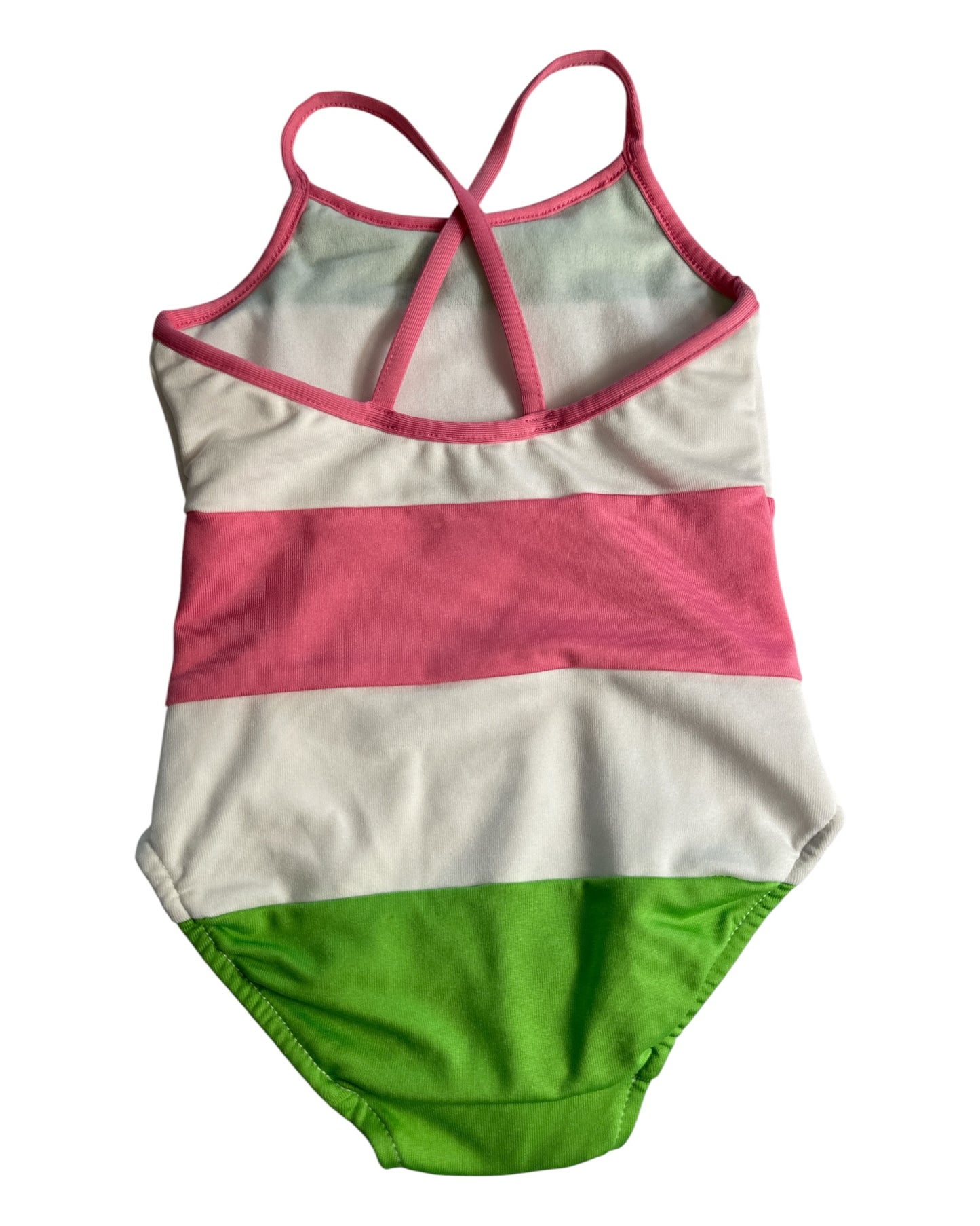 Tommy Hilfiger Girls Striped Ruffle One Piece Swimsuit Pink Green White Size 6-9M