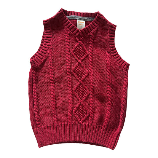 Gymboree Boys Red Cable Knit Sweater Vest Size XS 4T-5T