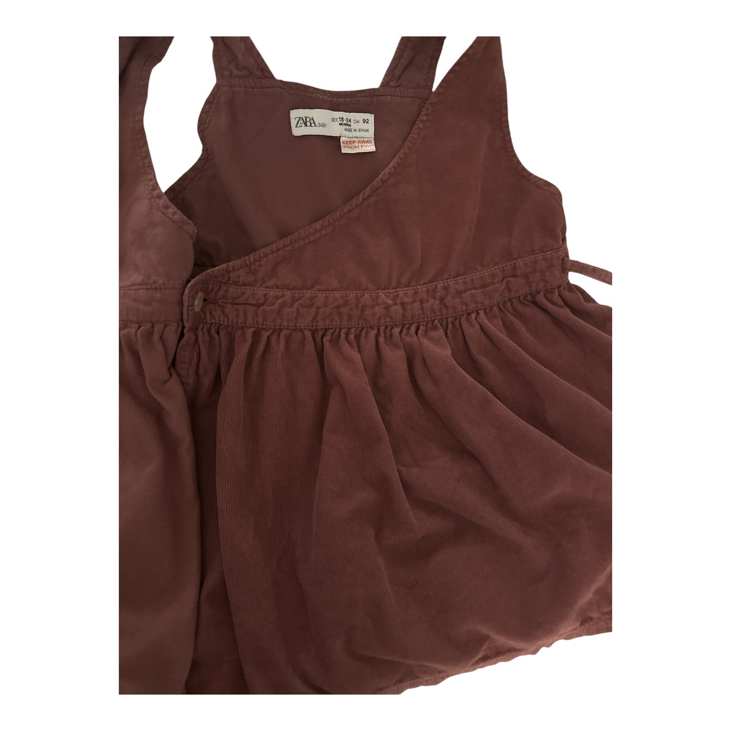 Zara Baby Girls Corduroy Wrap Pinafore Dress Size 18-24
