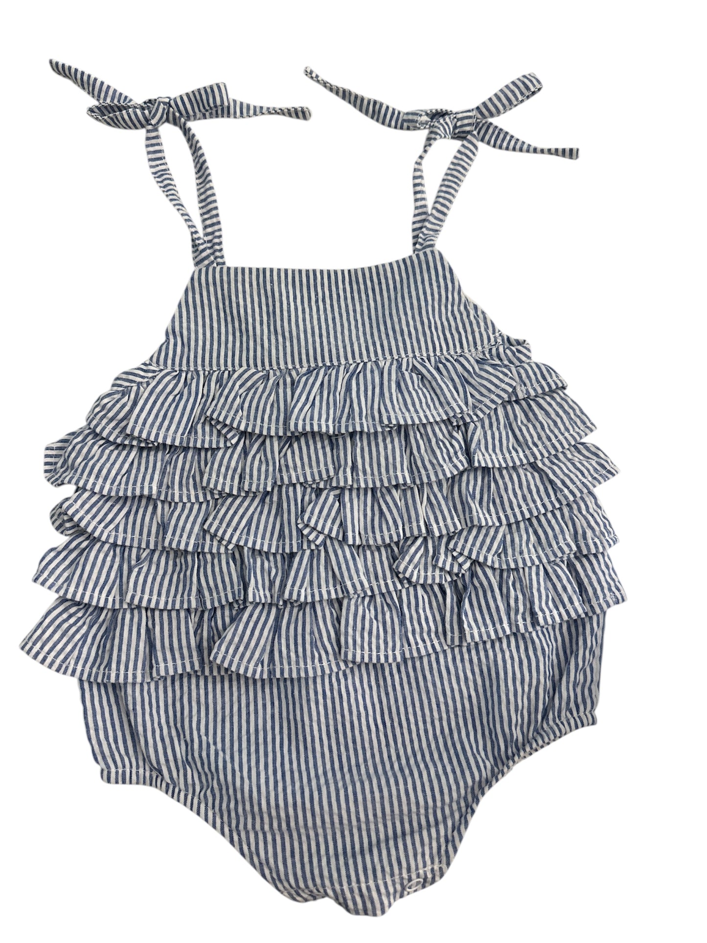 Mud Pie Seersucker Ruffled Romper 0-6 m
