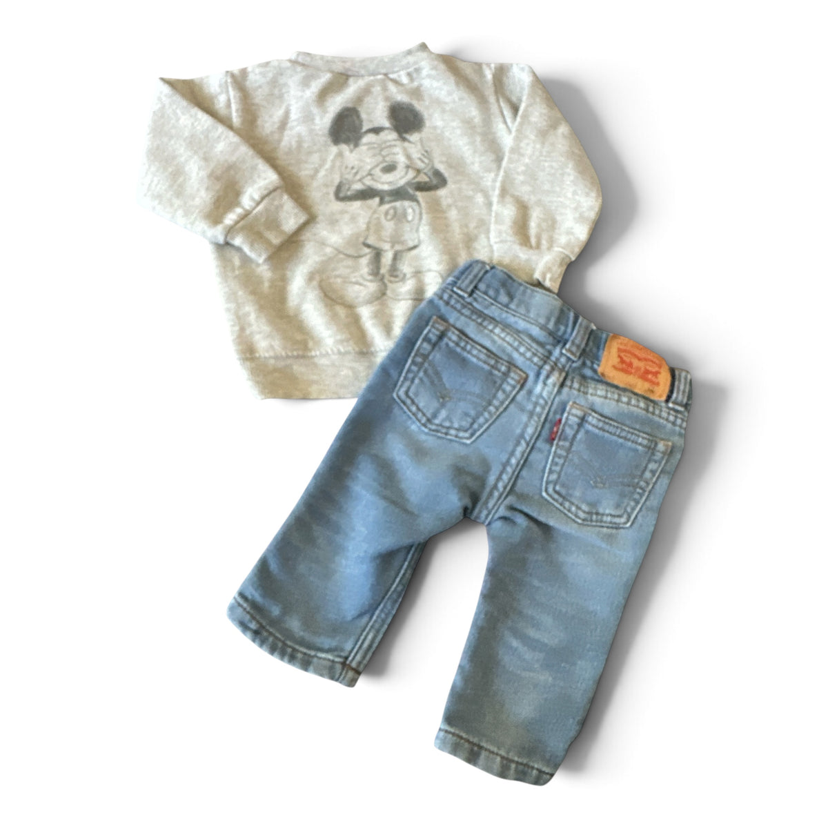Disney Baby x Levi’s Mickey Mouse Outfit Set 3-6M Jeans & Sweatshirt