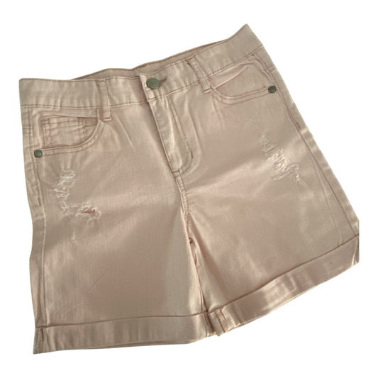 Epic Threads Girls Distressed Denim Rolled Cuff Midi Shorts – Blush Pink (Size 12)