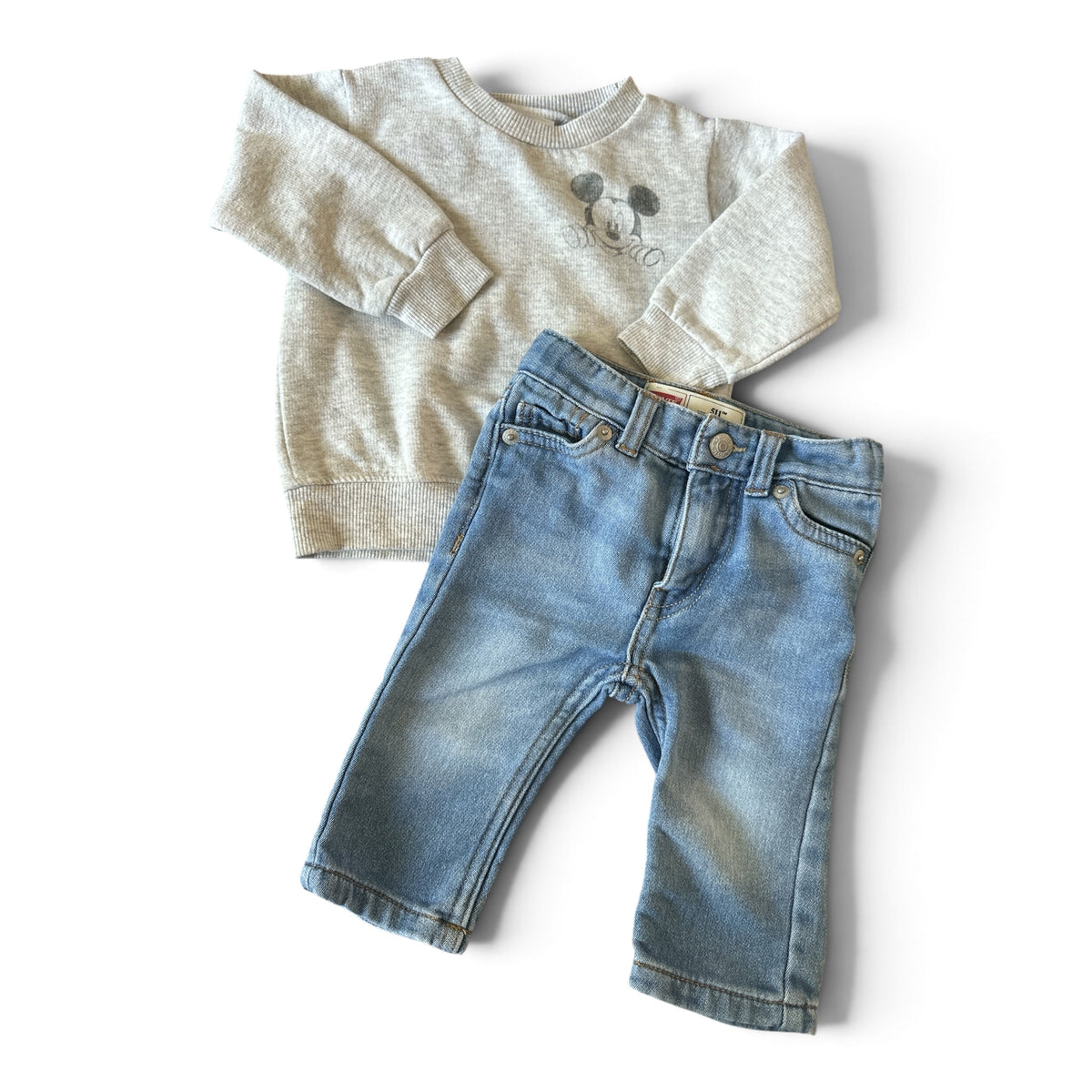 Disney Baby x Levi’s Mickey Mouse Outfit Set 3-6M Jeans & Sweatshirt