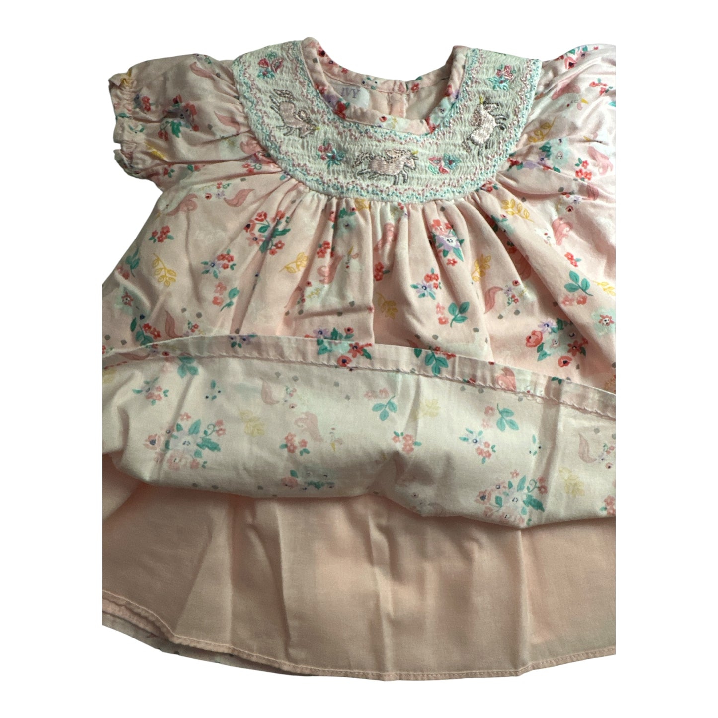 Iris & Ivy Smocked Unicorn Floral Dress