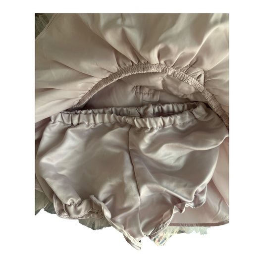 Pippa & Julie Pink Crochet Lace Tulle Tutu Dress with Flower Sash  12mo.