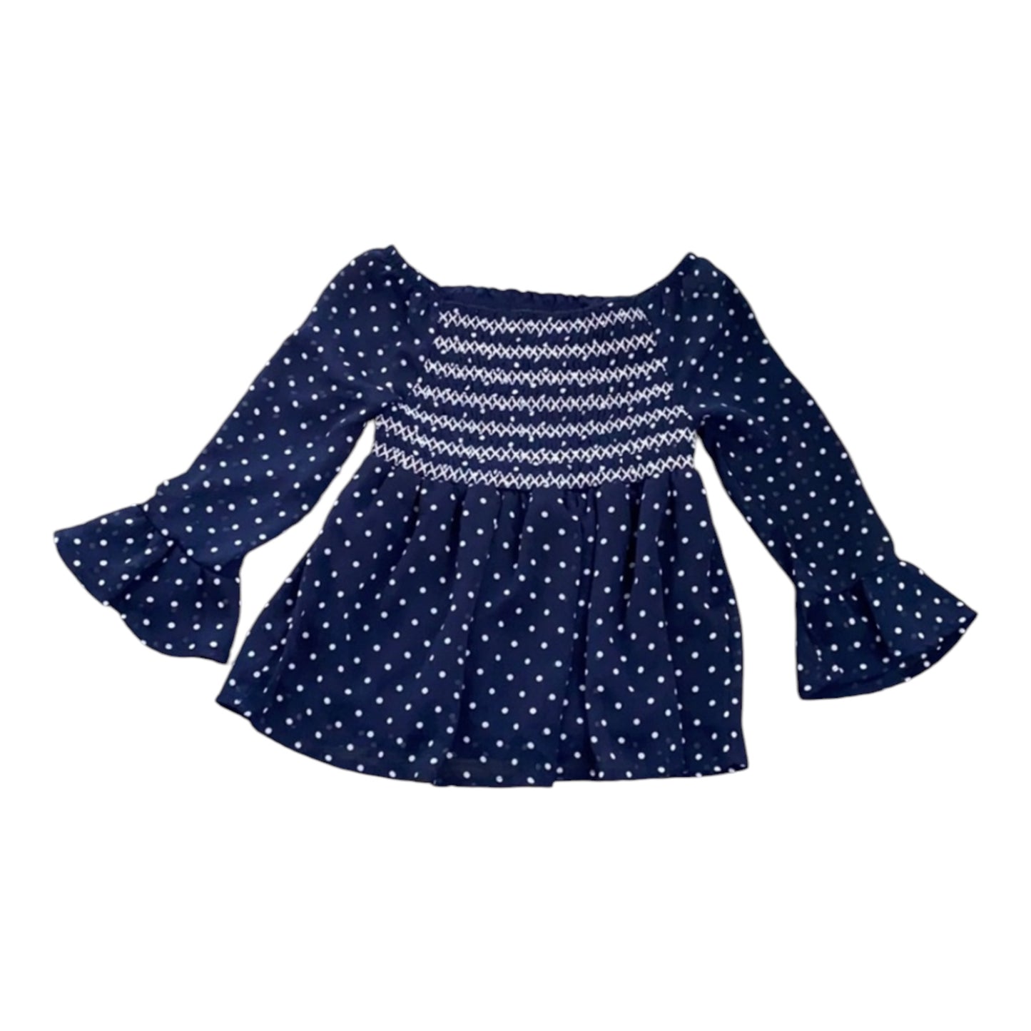 Epic Threads Girls Navy & White Polka Dot Smocked Blouse