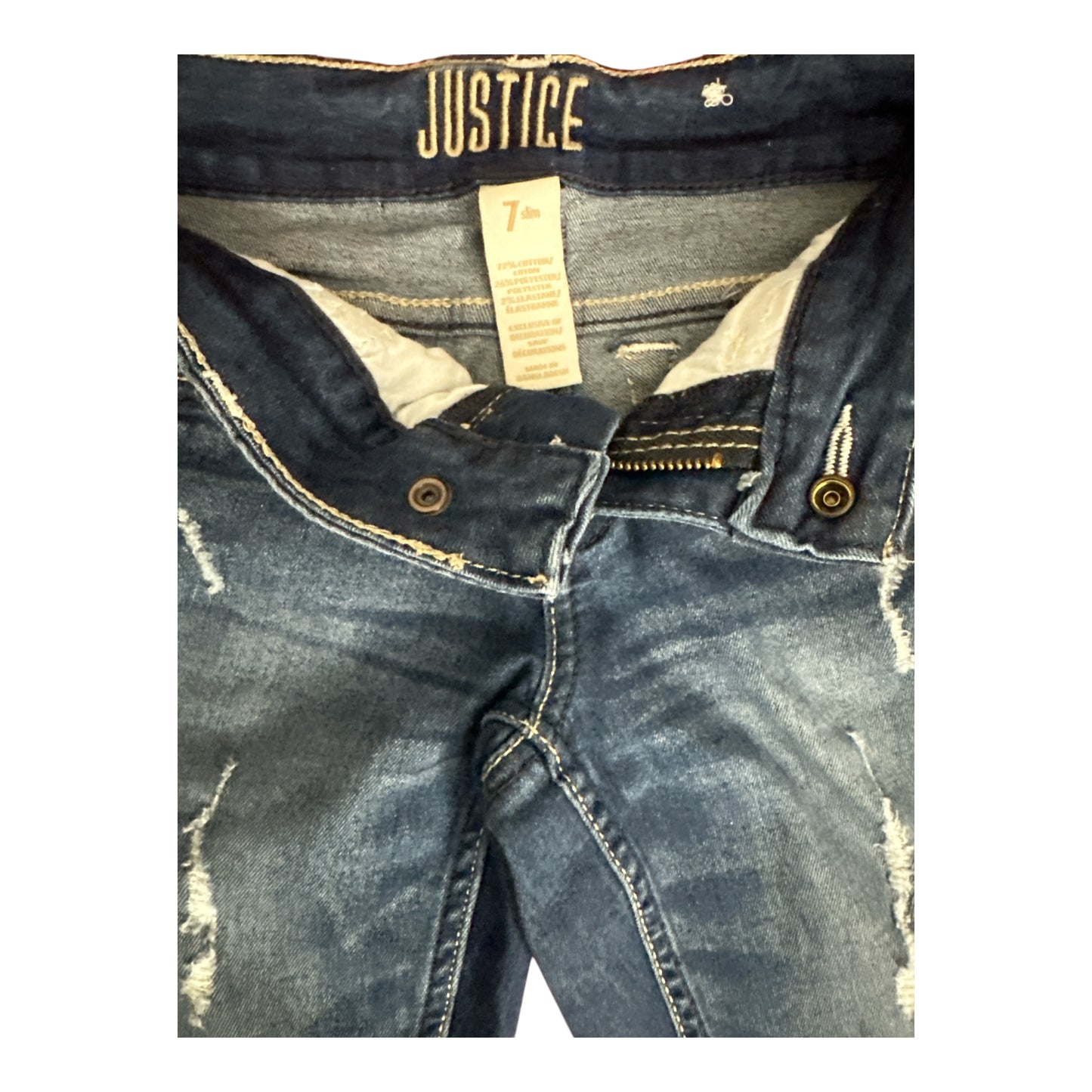 Justice Girls Size 7 Slim Distressed Ankle Straight Jeans