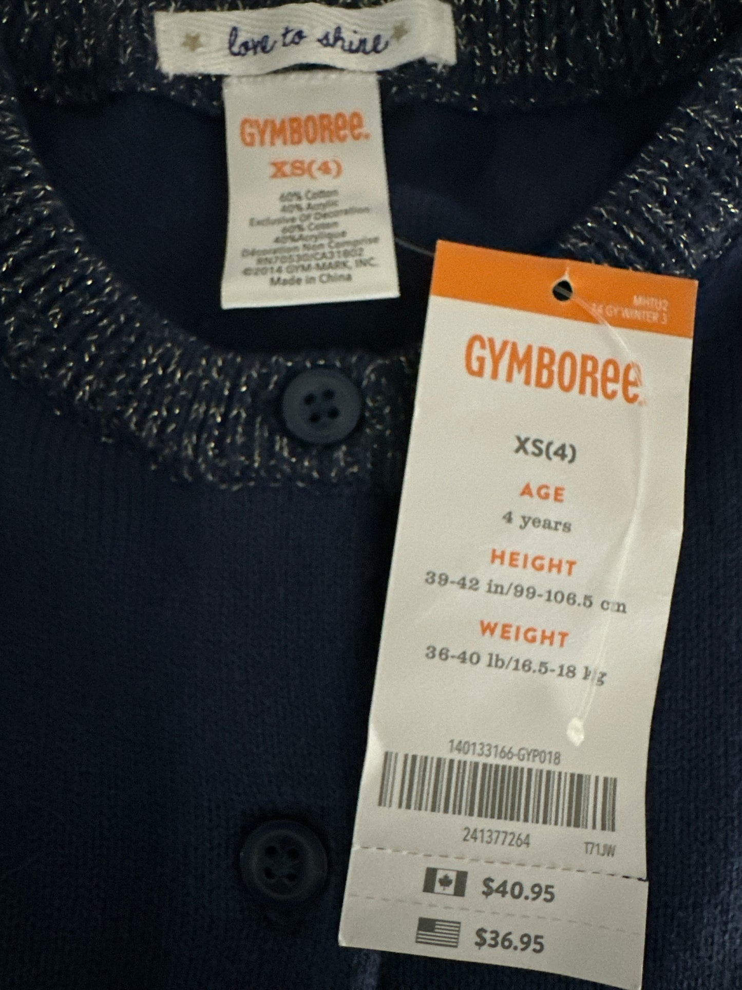 Gymboree Girls Navy Blue Sparkle Cardigan with Star Elbow Patches Size XS (4)