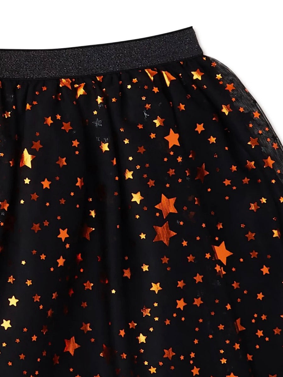 Way to Celebrate Halloween Girls Foil Mesh Tutu Skirt