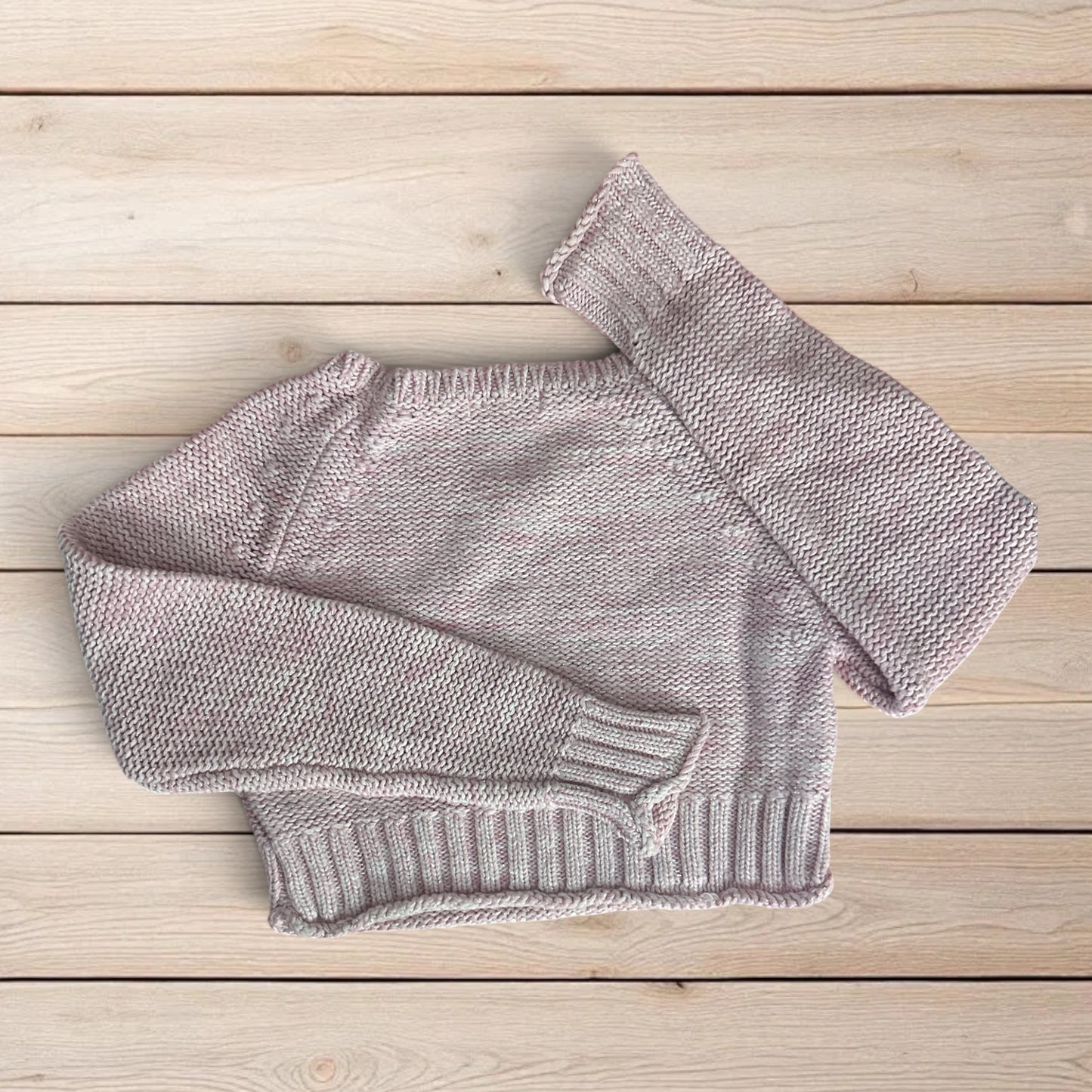 Hartstrings Pink Knit Ballet Wrap Crossover Sweater with Satin Bow  Size 5/6