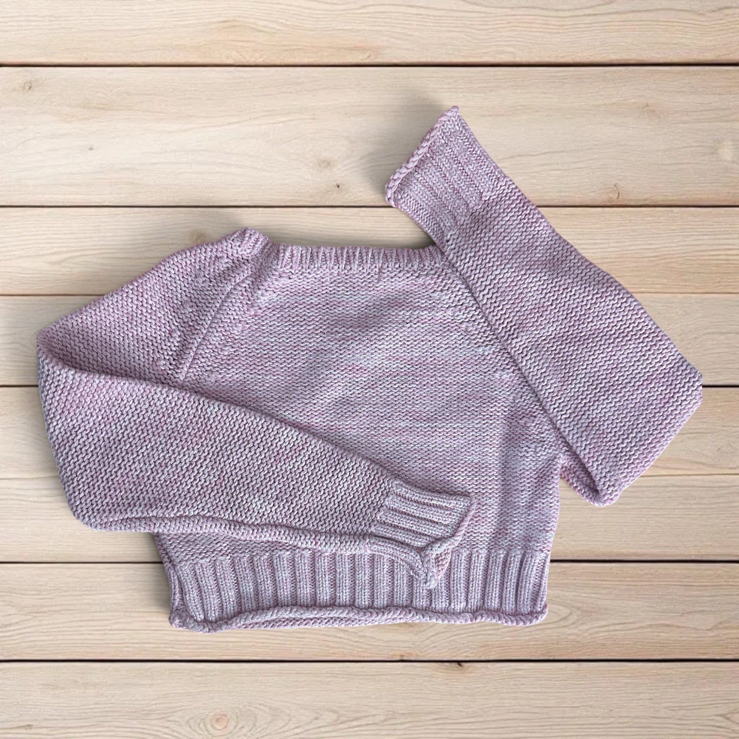 Hartstrings Pink Knit Ballet Wrap Crossover Sweater with Satin Bow  Size 5/6