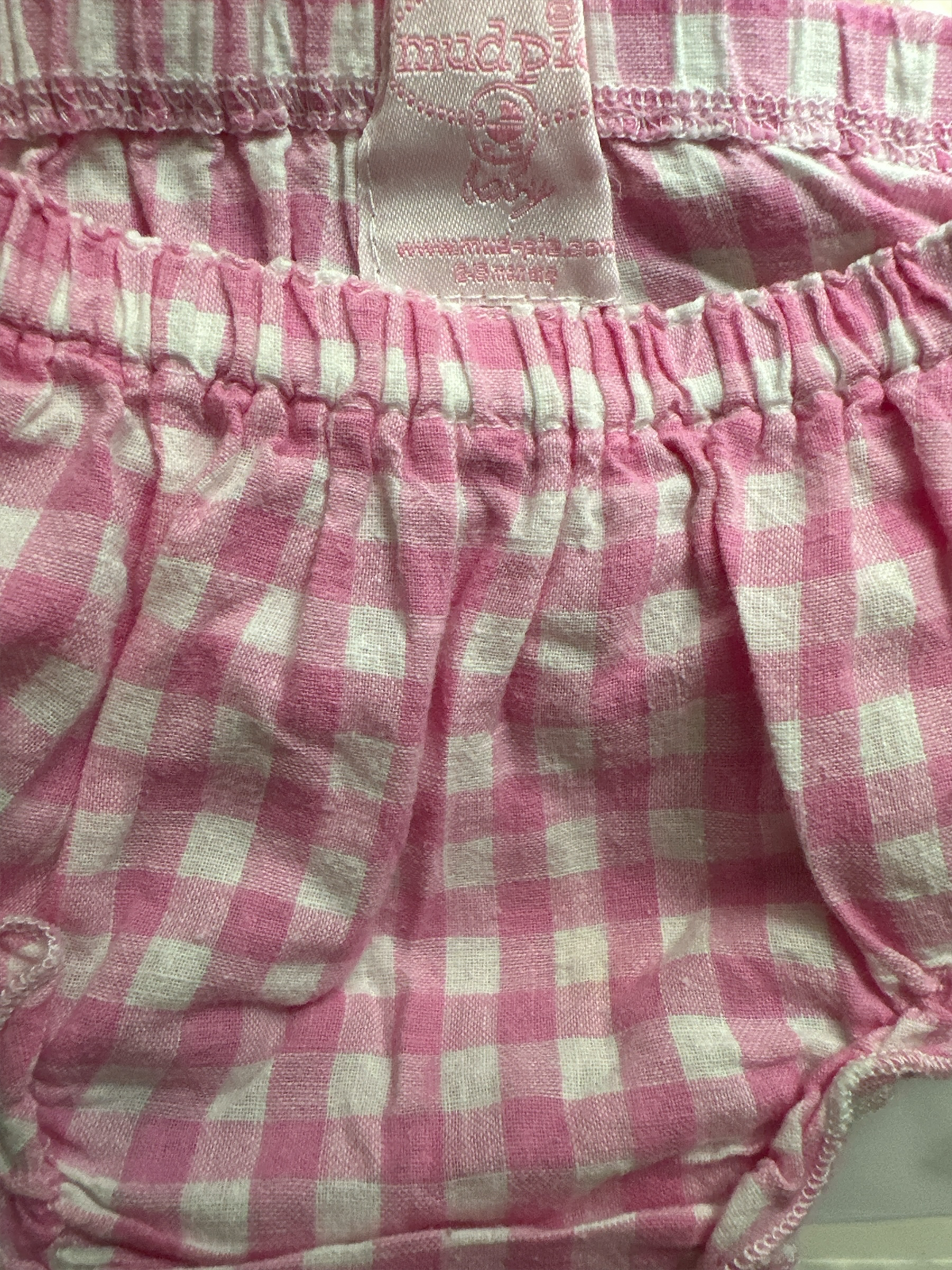 Mud Pie Pink Gingham Ruffled Bloomers 12-18 mo.